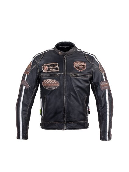 Pánská kožená moto bunda W-TEC Sheawen Vintage (Barva černá, Velikost 4XL)