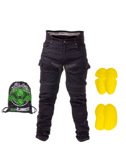 Pánské moto jeansy W-TEC Aredator EVO (Barva černá, Velikost 38)