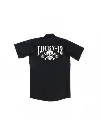 lucky 13 work shirt skull stars l13tee16 3