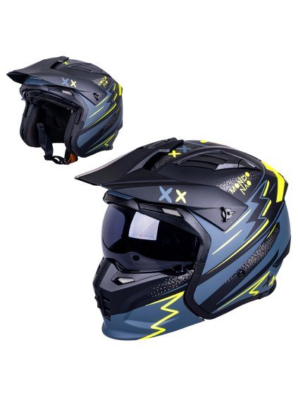 Modulární přilba W-TEC Badalone Graphic (Barva matně černá-žlutá, Velikost XS (53-54))