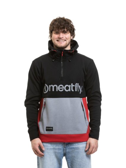 Meatfly pánská technická mikina Tason Red Light / Silver (Velikost S)