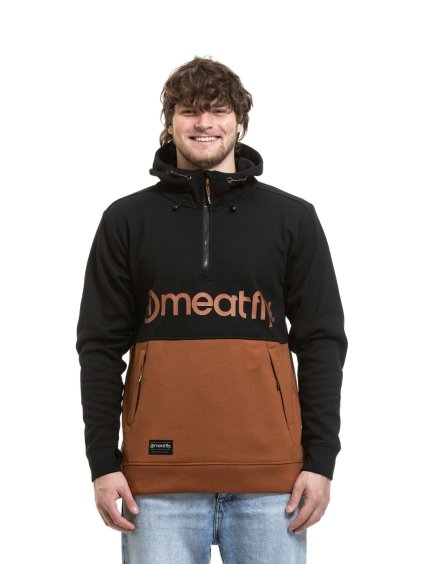 Meatfly pánská technická mikina Tason Black / Brown Sugar