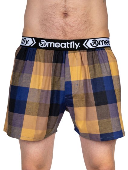 Meatfly pánské boxerky Gigi Double Pack Brown / Blue