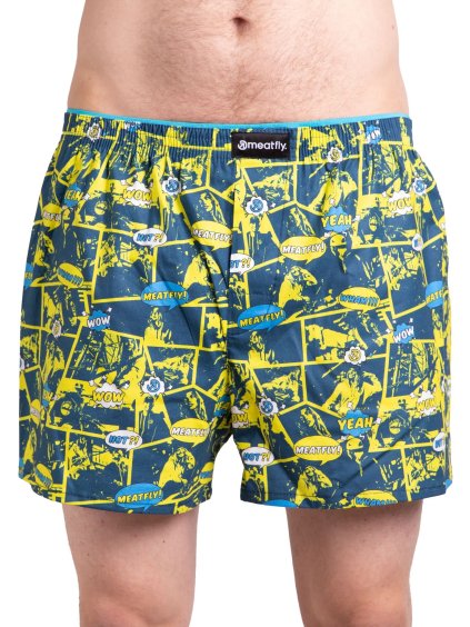 Meatfly pánské boxerky Agostino Double Pack Yellow/Blue Comics