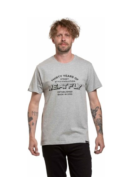 Meatfly pánské tričko Yvans Written Patch Grey (Velikost M)