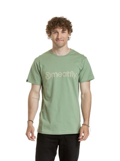 Meatfly pánské tričko Striped Logo Basil (Velikost S)