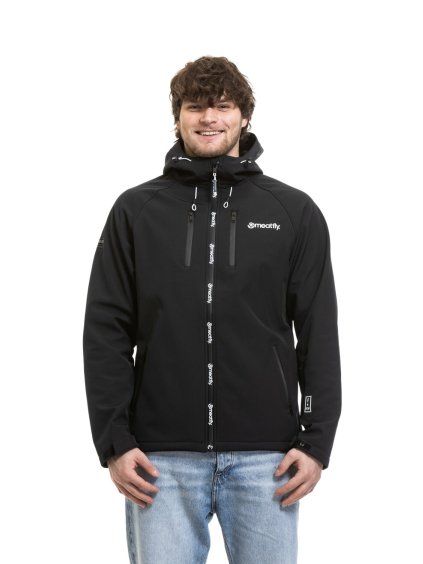 Meatfly pánská softshell bunda Rasmussen Black (Velikost S)
