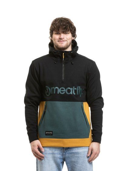 Meatfly pánská technická mikina Tason Black / Chai Tea