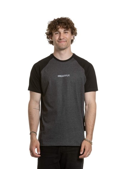 Meatfly pánské tričko Ozzy Raglan Charcoal Heather / Black
