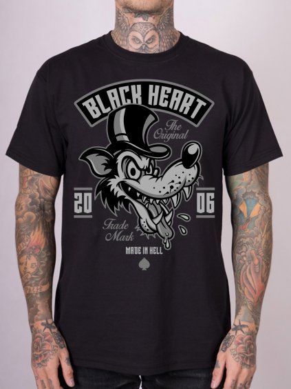 tričko black heart WOLF