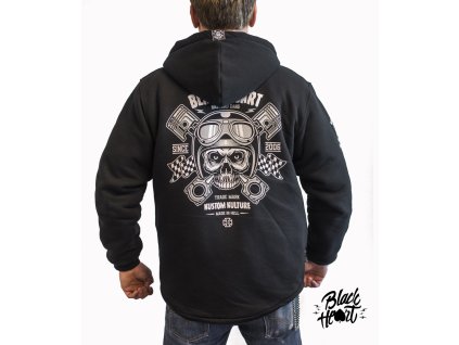 Pánská Zateplená Mikina BLACK HEART PISTON SKULL LINED ZIP
