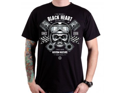 Pánské Triko BLACK HEART PISTON SKULL