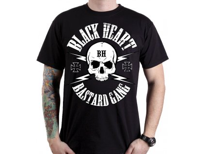 Pánské Triko BLACK HEART BASTARD GANG SKULL