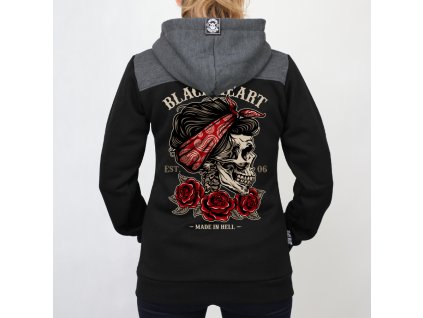 DÁMSKÁ MIKINA BLACK HEART PIN UP SKULL 4