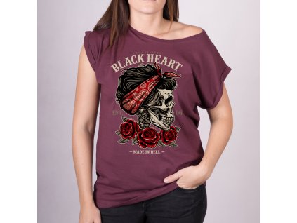 Triko BLACK HEART PIN UP SKULL EXT 6