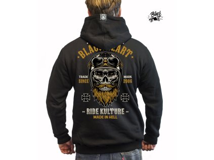 MOTORKÁŘSKÁ pánská mikina whiskery black heart záda