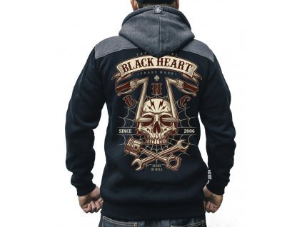 MOTORKÁŘSKÁ pánská mikina black heart chopper skull 1jpg