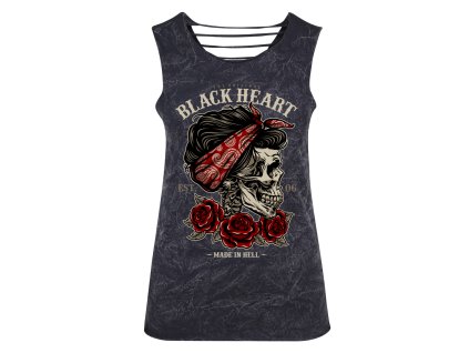 BLACK HEART PIN UP SKULL CUTTED