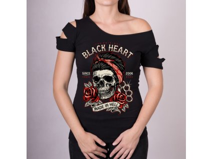 DÁMSKÉ TRIKO BLACK HEART JENY SKULL