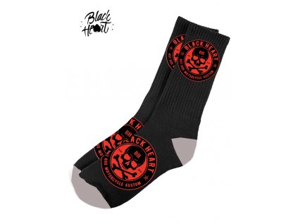 PONOŽKY BLACK HEART RED SKULL