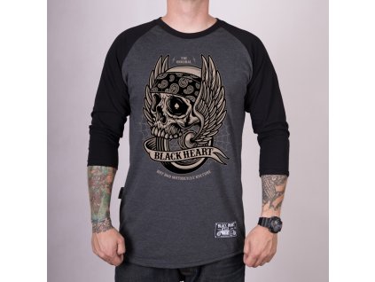 Pánské Triko BLACK HEART WINGS SKULL RG
