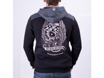 MOTORKÁŘSKÁ Mikina black heart wings skull 1