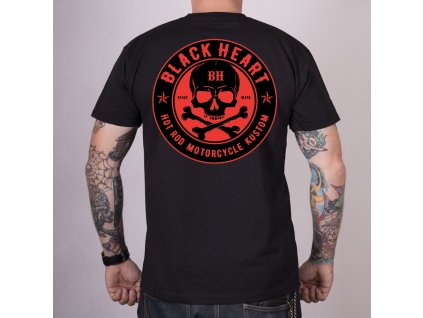 Pánské Triko black heart red skull 2