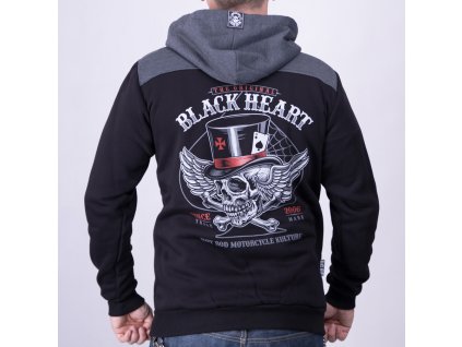 MOTORKÁŘSKÁ Mikina BLACK HEART HAT SKULL2+