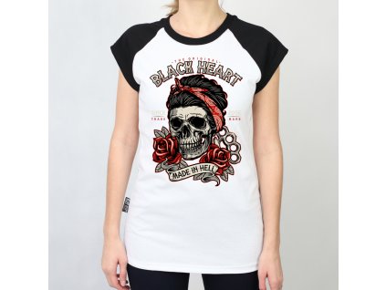 Damské triko black heart jeny skull 3