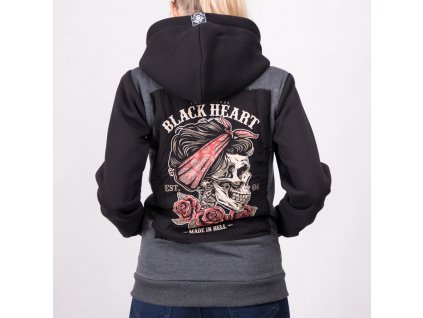 Mikina BLACK HEART PIN UP SKULL 1+