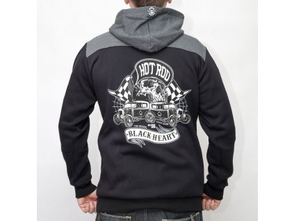 Mikina black heart hot roder skull