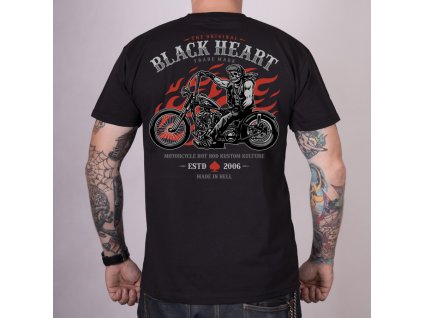 Pánské Triko BLACK HEART FLAMES RIDER