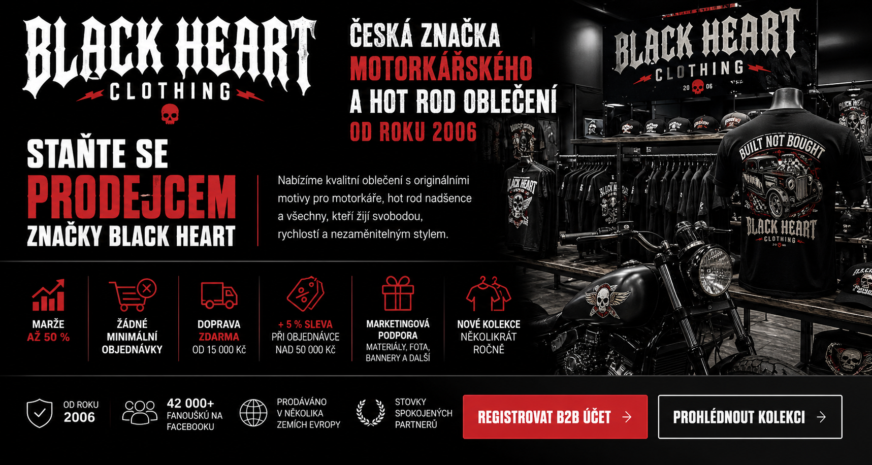 MOTORKÁŘSKÉ OBLEČENÍ  CHOPPER BLACK HEART