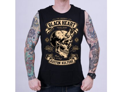 motorkářské triko bez rukávu black heart