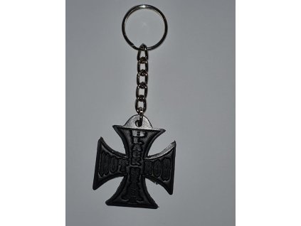 klíčenka black heart hot rod cross leather