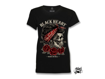 BLACK HEART PIN UP SKULL
