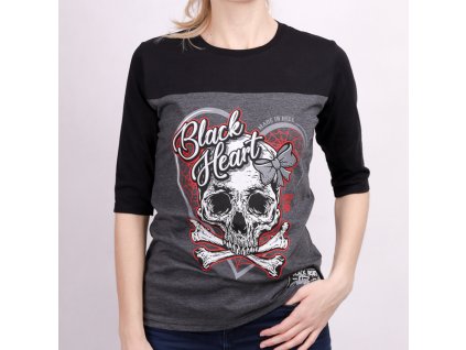 Triko BLACK HEART RIBON SKULL