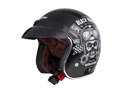 Moto přilba W-TEC V541 BLACK HEART PISTON SKULL (Barva Černá, Velikost L)