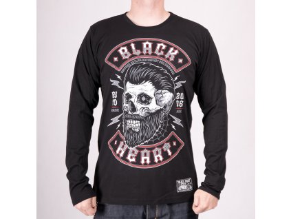Triko BLACK HEART BEARD SKULL