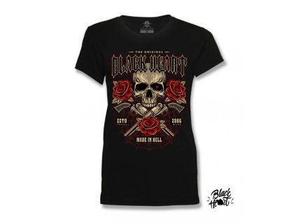 dámské triko black heart gun rose