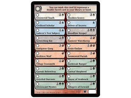 Checklist card Innistrad (Foil NE, Stav Near Mint)