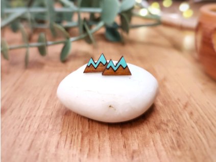Dřevěné náušnice Mountain II turquoise