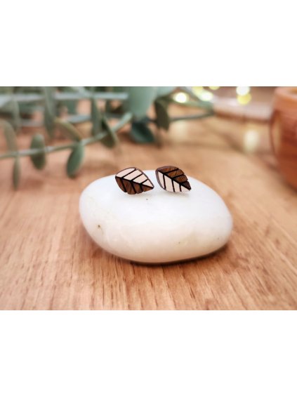 Dřevěné náušnice Leaves