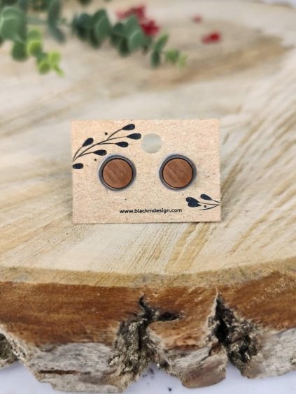 Dřevěné náušnice Simply silver