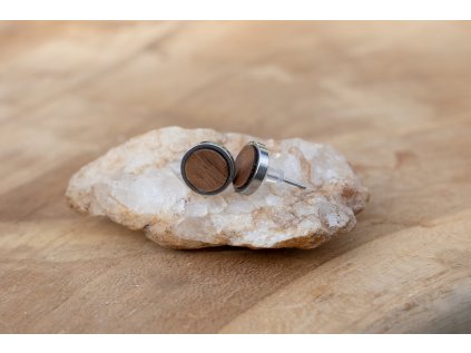 Dřevěné náušnice - Simply silver 10 mm