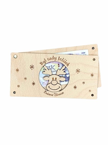 Dřevěná obálka na peníze - Sobík