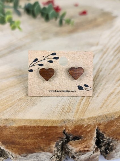 Dřevěné náušnice Srdce