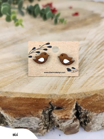 Dřevěné náušnice Ptáček – Bold