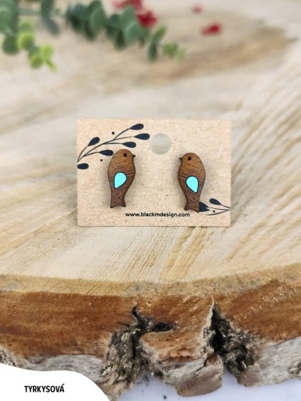 Dřevěné náušnice Ptáček – Slim