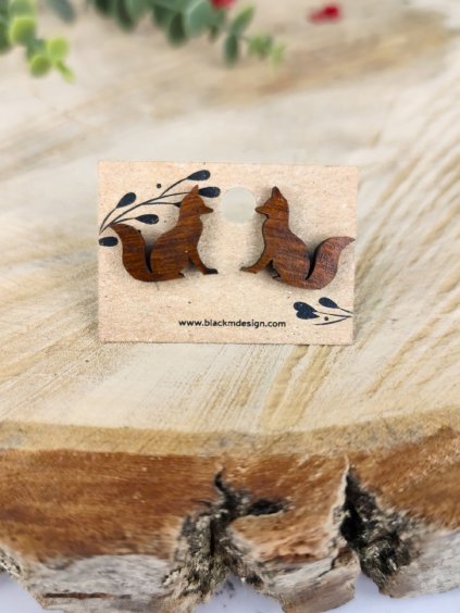 Dřevěné náušnice Lišky